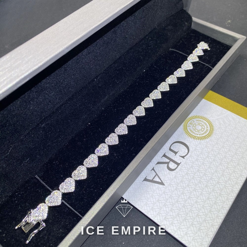 Iced Out Heart Rose Gold Plated Moissanite Cuban Chain