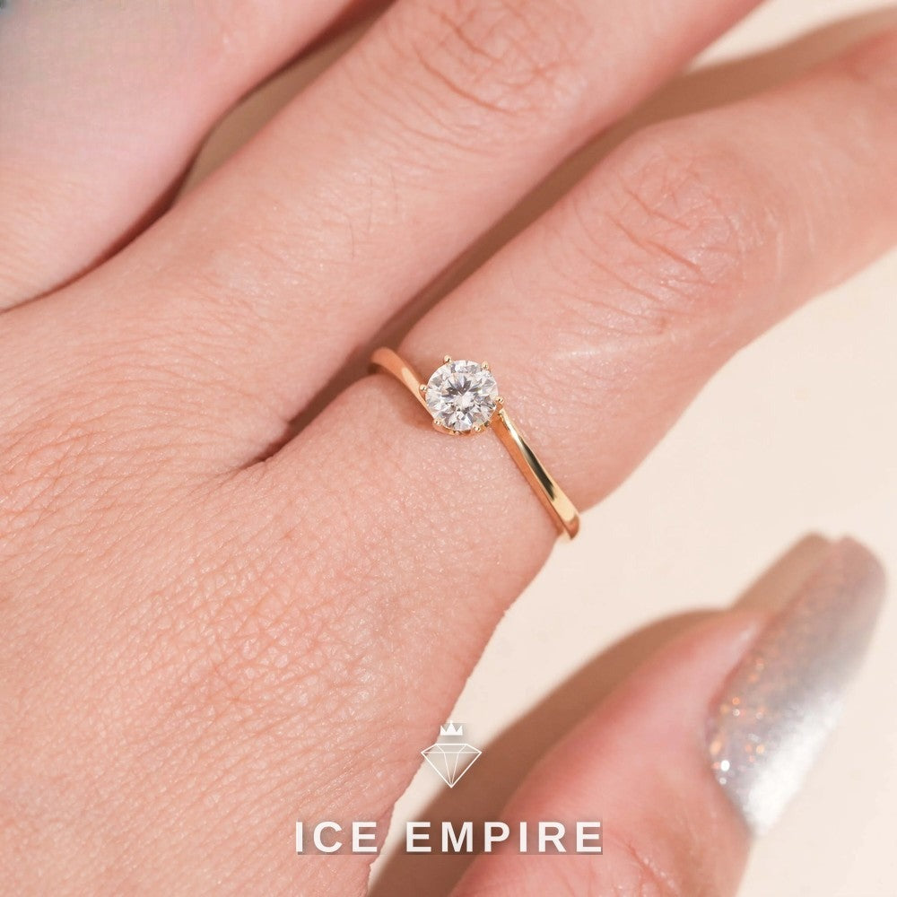Iced Out 14K Gold Moissanite Engagement Ring