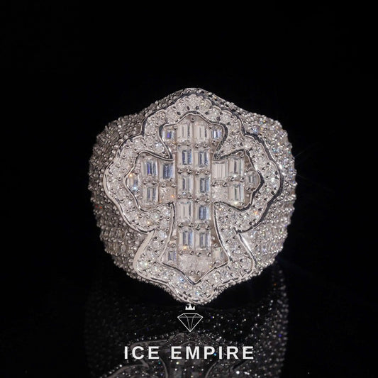 Iced Out Baguette Rose Gold Plated Moissanite Ring