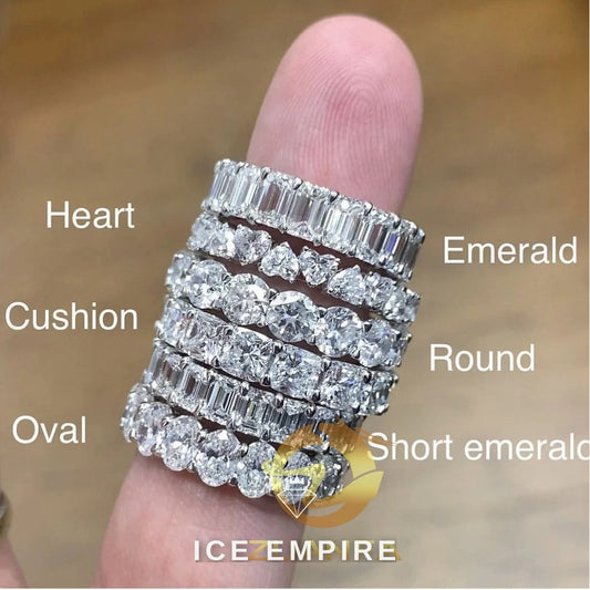 Iced Out 925 Silver Moissanite Wedding Band