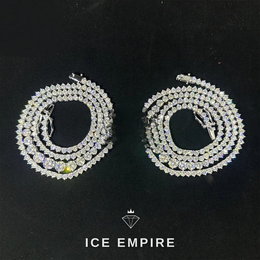 Iced Out Cluster 925 Silver Moissanite Cuban Chain