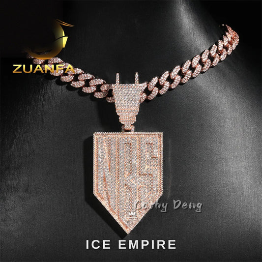 Iced Out Baguette Rose Gold Plated Moissanite Cuban Chain