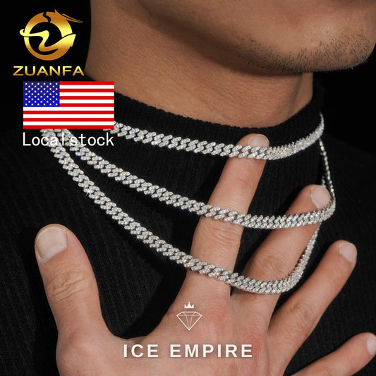 Iced Out 925 Silver Moissanite Cuban Chain