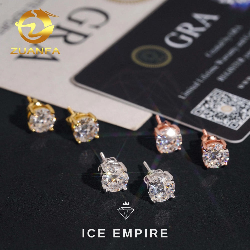 Iced Out Rose Gold Plated Moissanite Stud Earrings