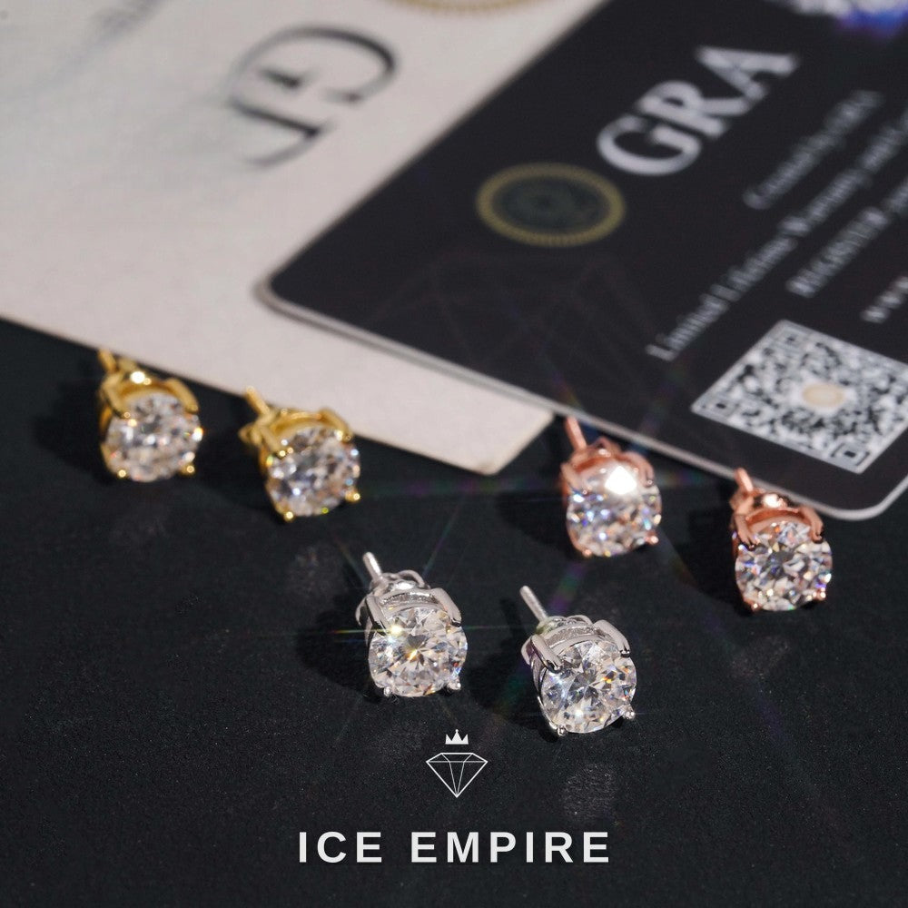 Iced Out Rose Gold Plated Moissanite Stud Earrings