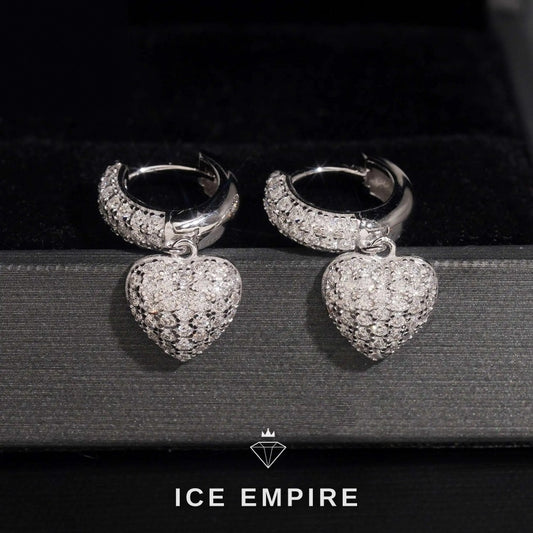 Iced Out Heart Gold Plated Moissanite Stud Earrings