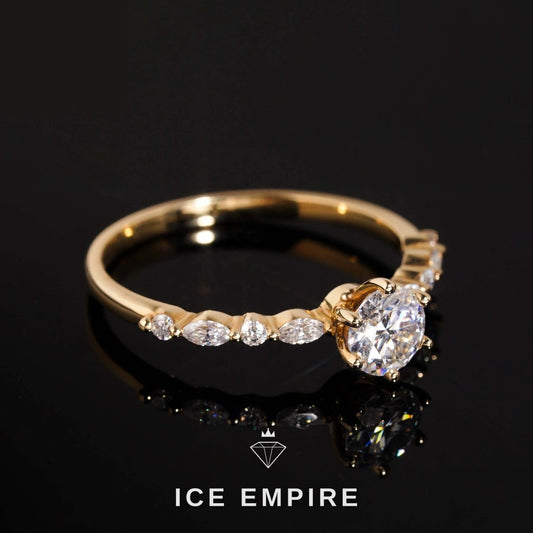 Iced Out 14K Gold Moissanite Engagement Ring