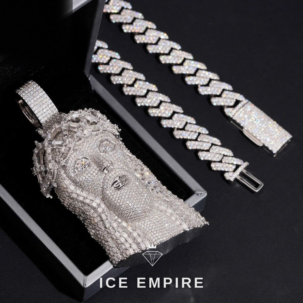 Iced Out Baguette 925 Silver Moissanite Pendant