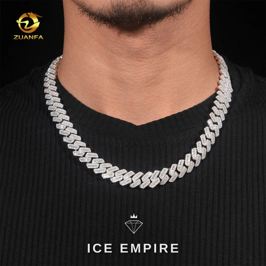 Iced Out Baguette 10K Gold Moissanite Cuban Chain