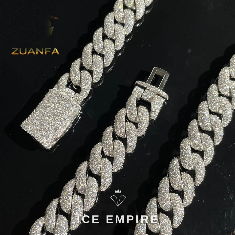 Iced Out 925 Silver Moissanite Cuban Chain