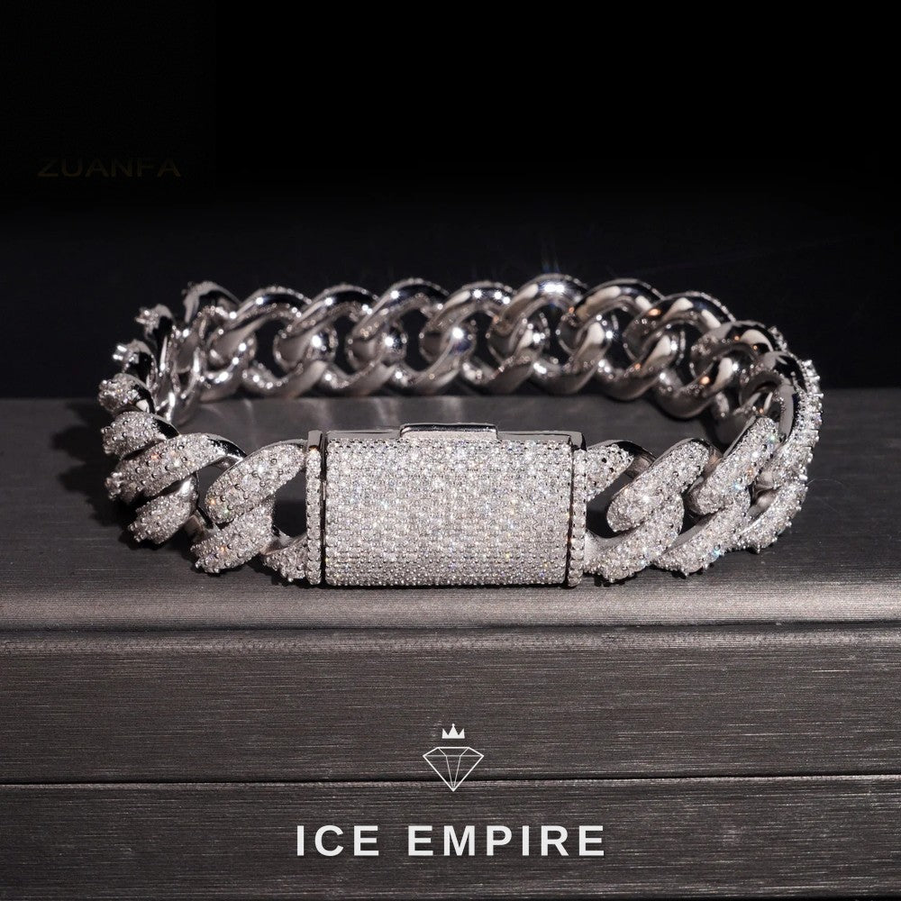 Iced Out 925 Silver Moissanite Cuban Chain
