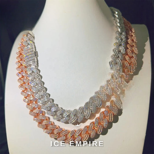 Iced Out Rose Gold Plated Moissanite Cuban Chain