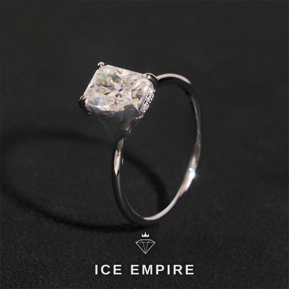 Iced Out 925 Silver Moissanite Engagement Ring