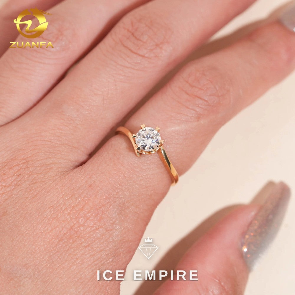 Iced Out Rose Gold Plated Moissanite Engagement Ring