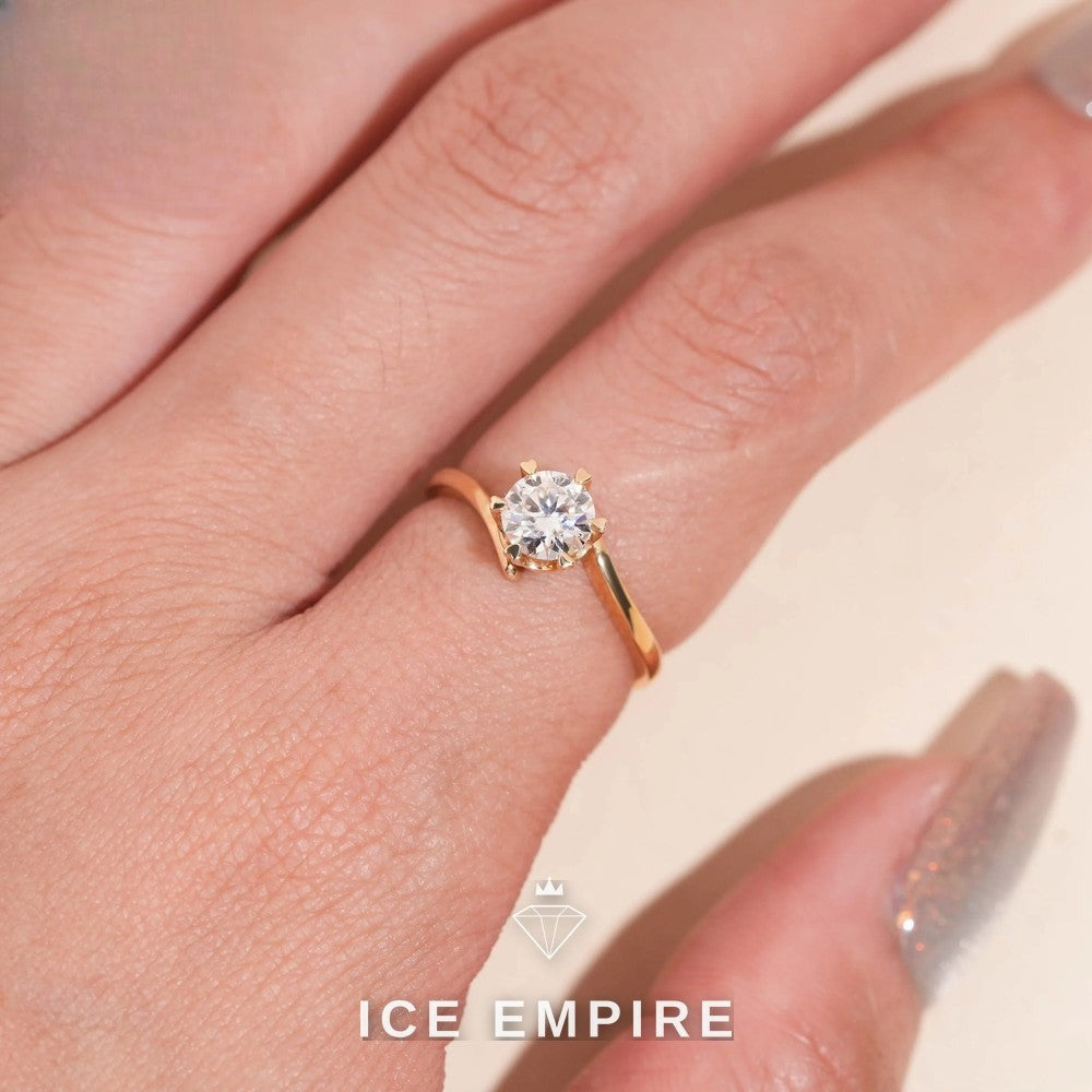 Iced Out Rose Gold Plated Moissanite Engagement Ring