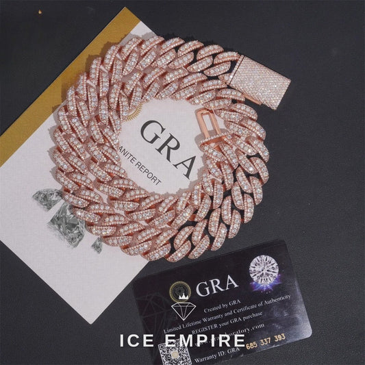 Iced Out Rose Gold Plated Moissanite Cuban Chain