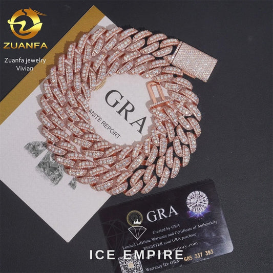 Iced Out Rose Gold Plated Moissanite Cuban Chain