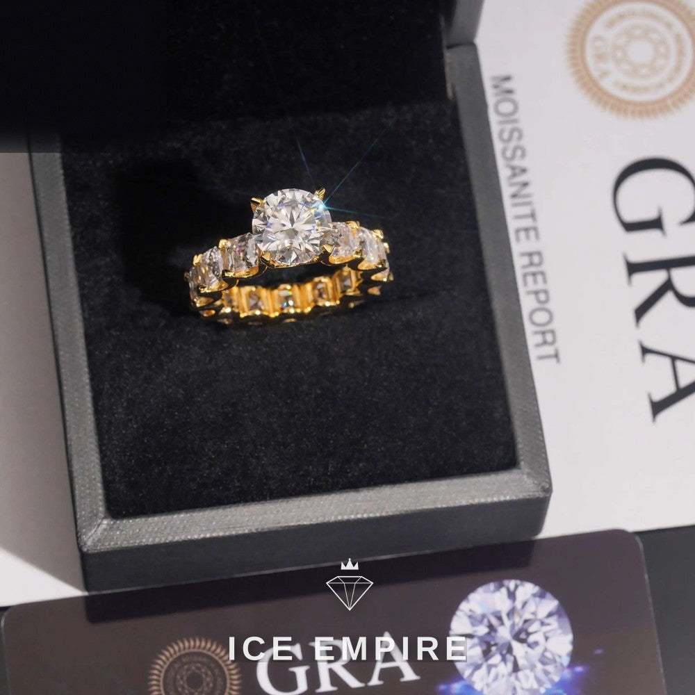 Iced Out 925 Silver Moissanite Ring