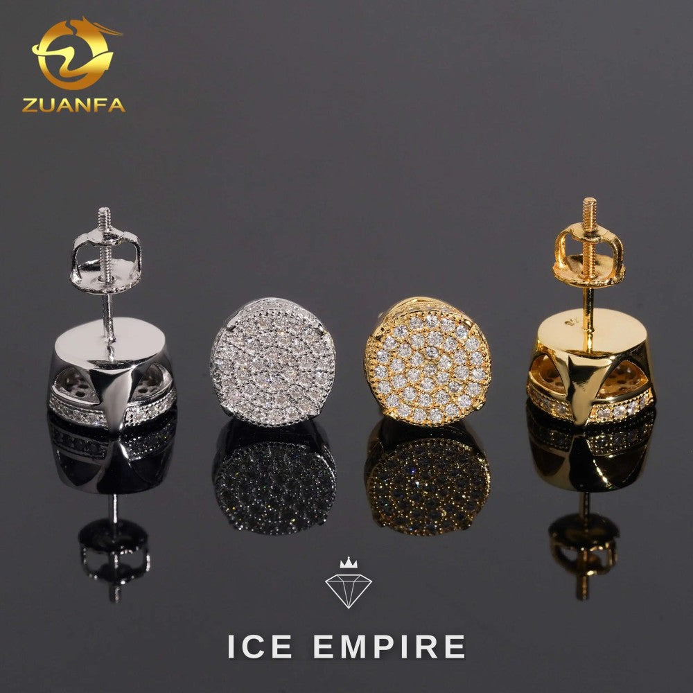 Iced Out Gold Plated Moissanite Stud Earrings