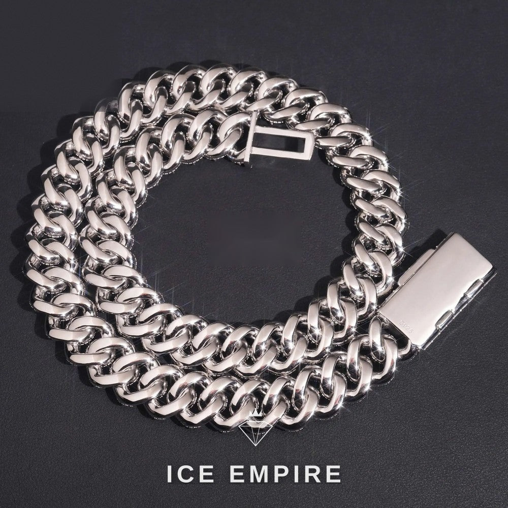 Iced Out Baguette 925 Silver Moissanite Cuban Chain