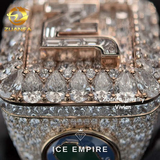 Iced Out Rose Gold Plated Moissanite Ring