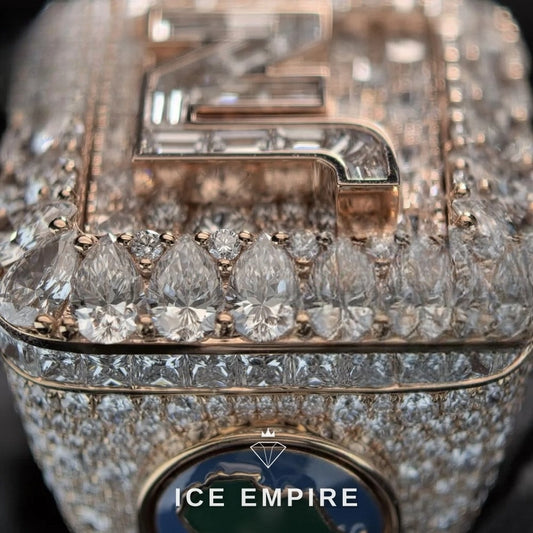 Iced Out Rose Gold Plated Moissanite Ring