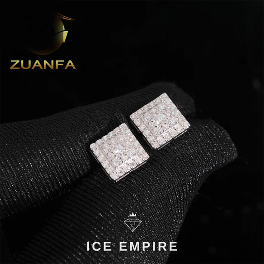 Iced Out Cluster 925 Silver Moissanite Stud Earrings