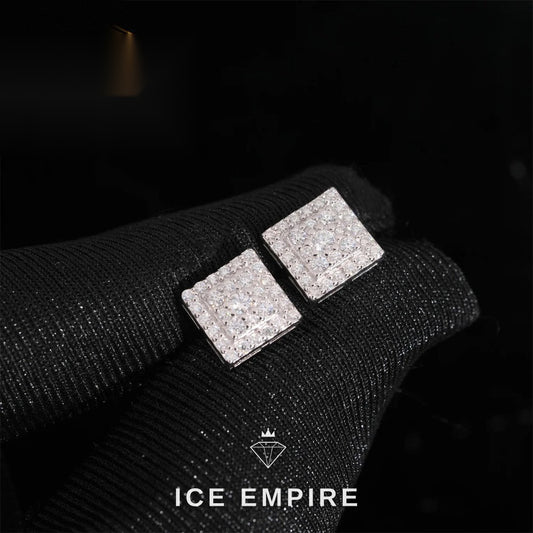 Iced Out Cluster 925 Silver Moissanite Stud Earrings