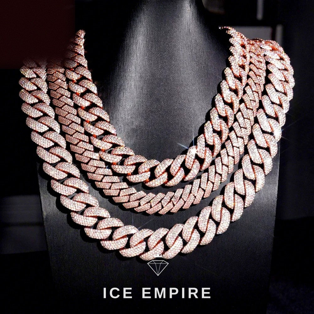 Iced Out Rose Gold Plated Moissanite Cuban Chain