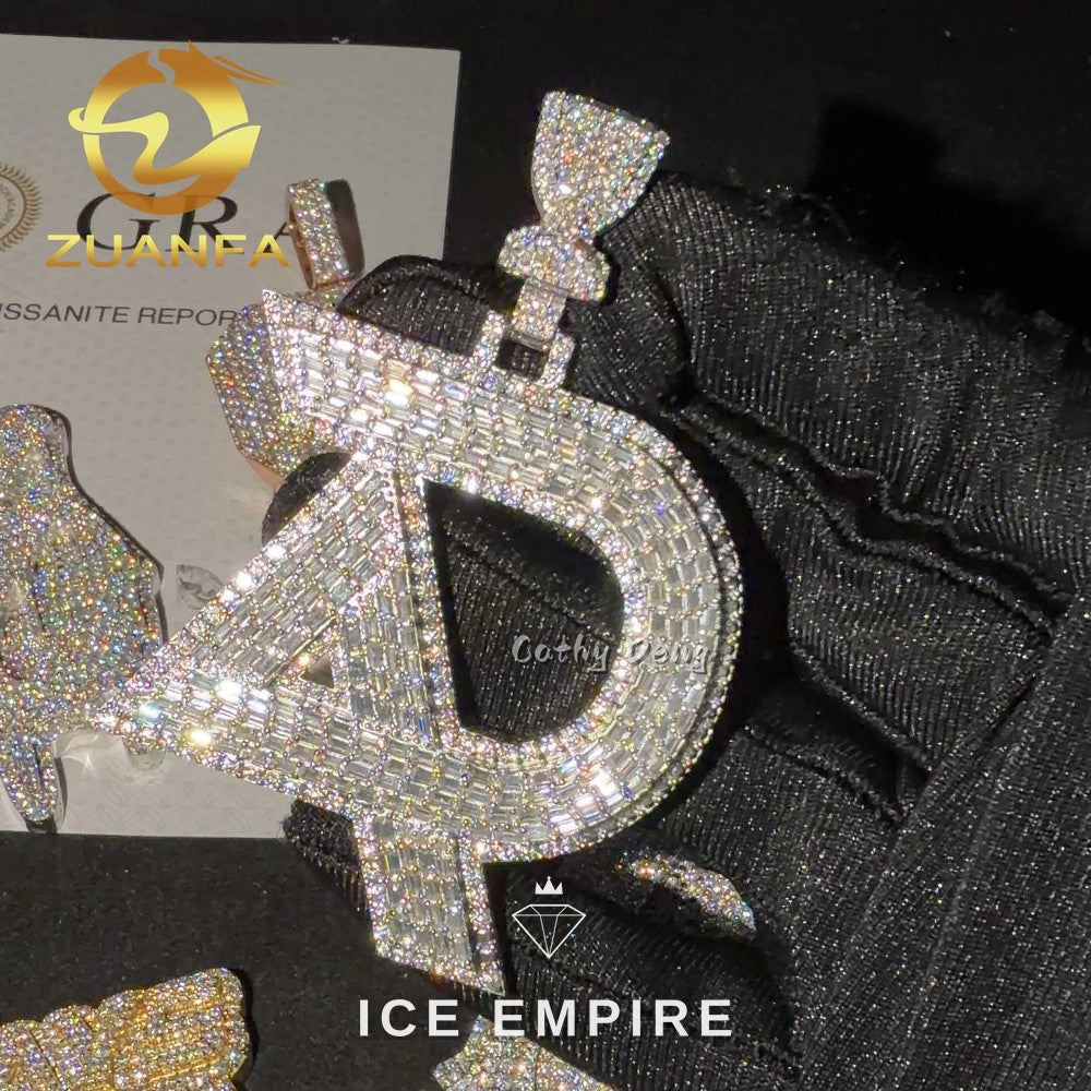 Iced Out Baguette Rose Gold Plated Moissanite Pendant