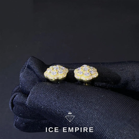 Iced Out Cluster Rose Gold Plated Moissanite Stud Earrings