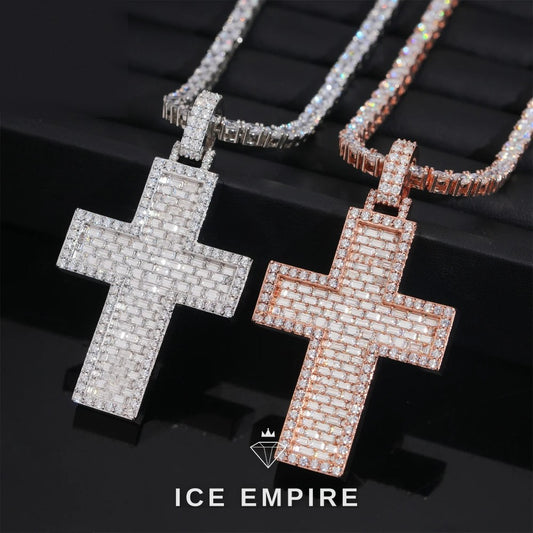 Iced Out Cross Rose Gold Plated Tennis Chain