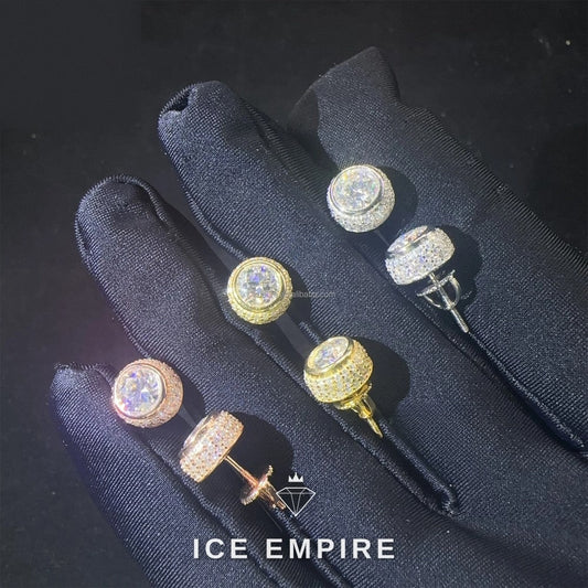 Iced Out Rose Gold Plated Moissanite Stud Earrings