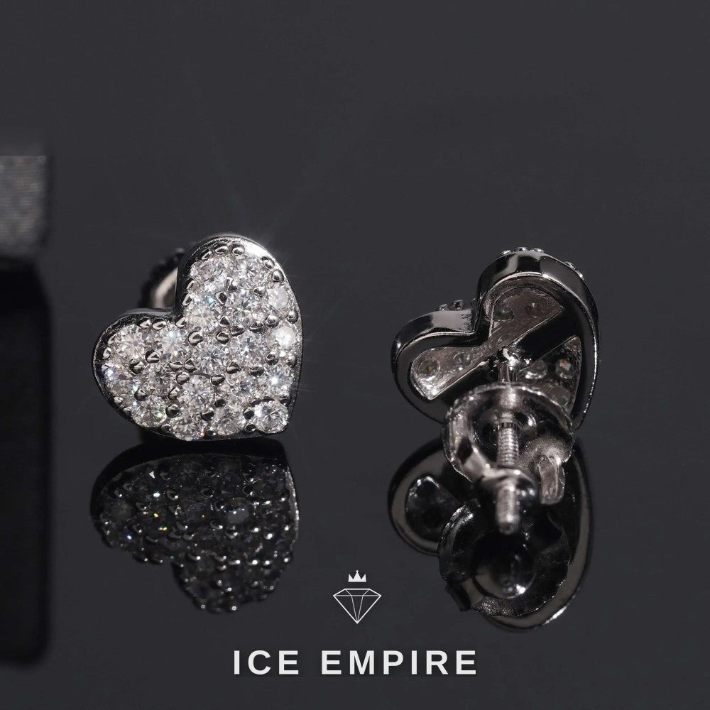 Iced Out Heart Gold Plated Moissanite Stud Earrings