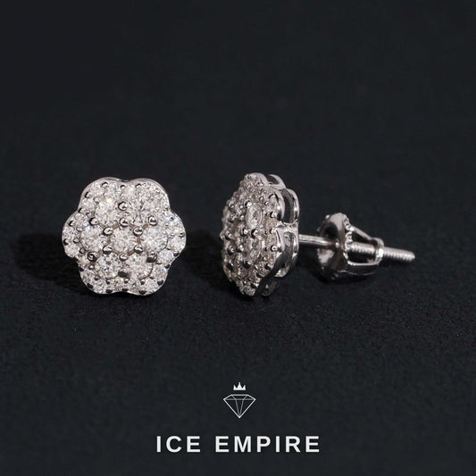 Iced Out 14K Gold Moissanite Stud Earrings