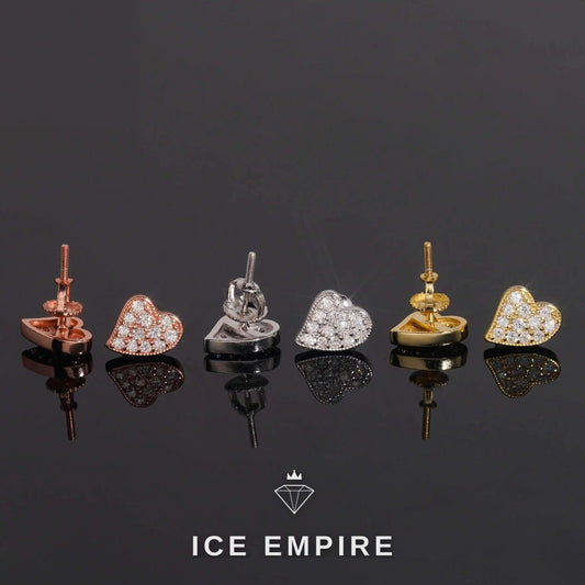Iced Out Heart Gold Plated Moissanite Earrings