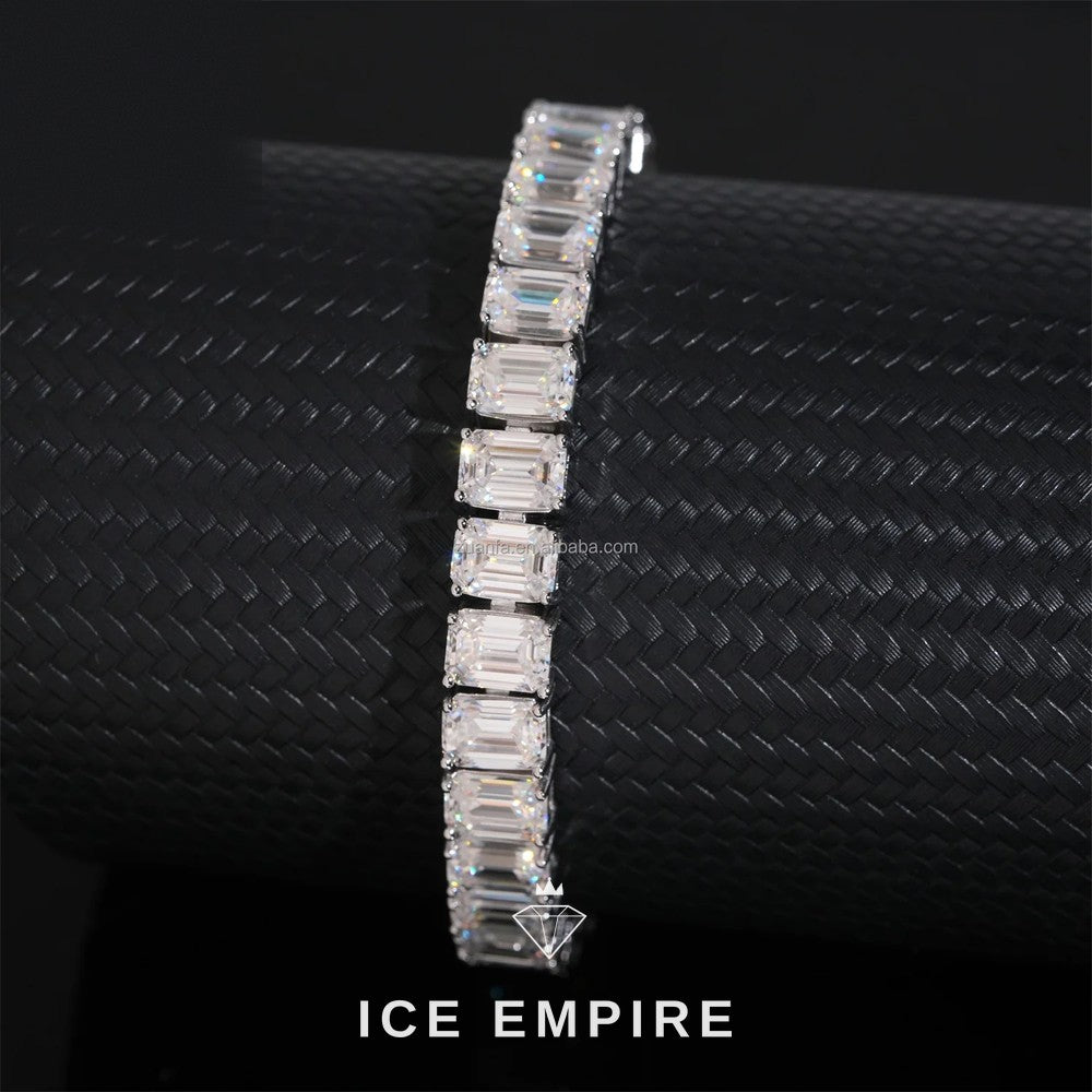 Iced Out Cluster 925 Silver Moissanite Tennis Chain