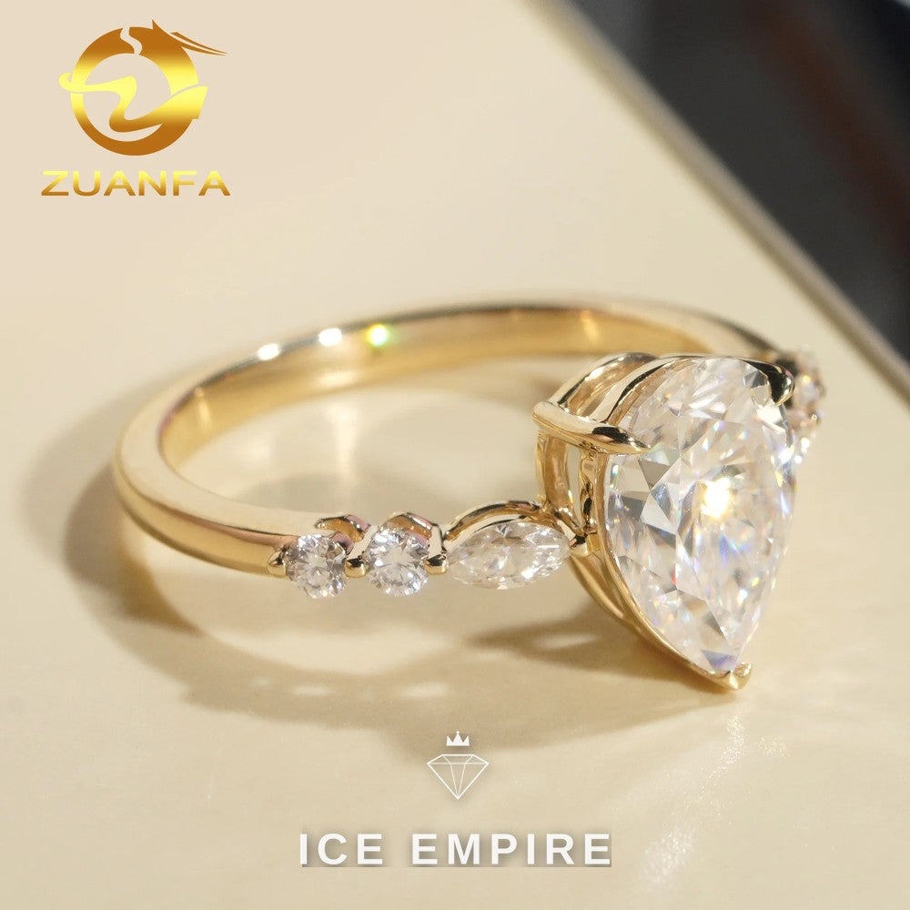Iced Out Cluster 10K Gold Moissanite Engagement Ring