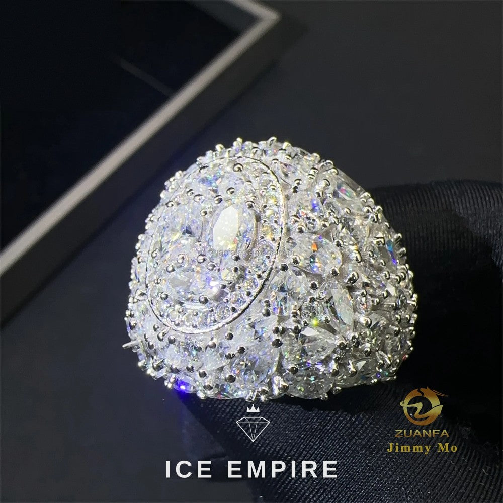 Iced Out 925 Silver Moissanite Ring