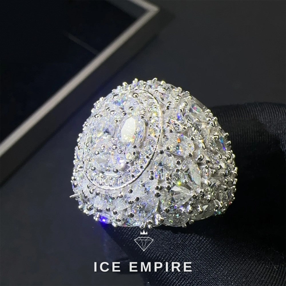 Iced Out 925 Silver Moissanite Ring