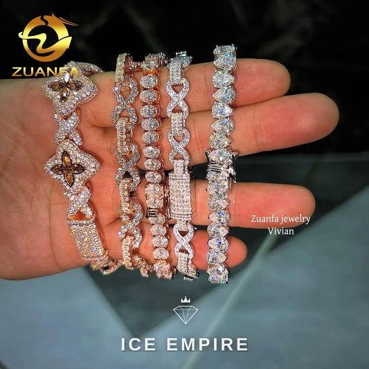 Iced Out 925 Silver Moissanite Tennis Chain