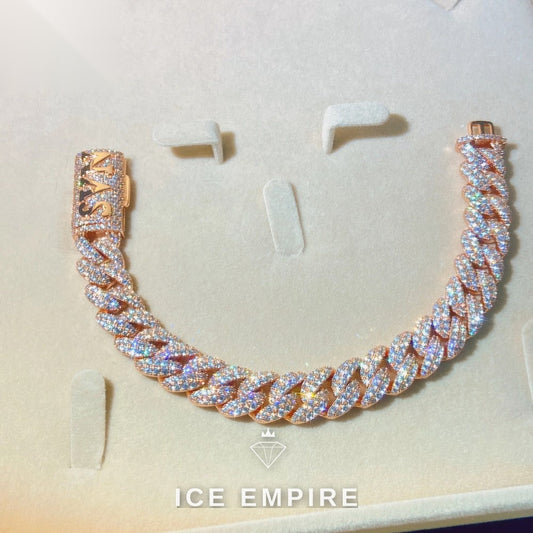 Iced Out Rose Gold Plated Moissanite Cuban Chain