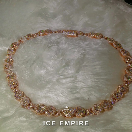 Iced Out Rose Gold Plated Moissanite Cuban Chain