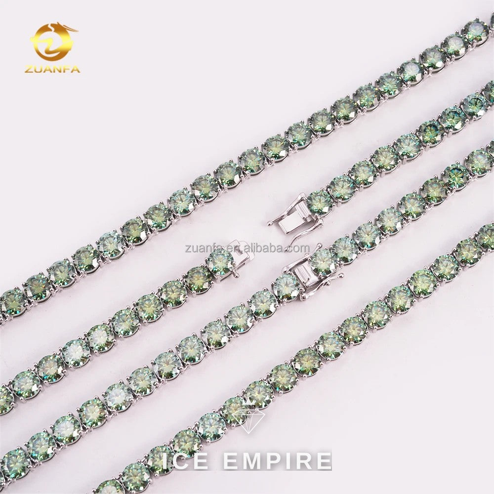 Iced Out 925 Silver Moissanite Tennis Chain