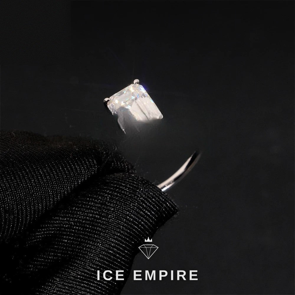 Iced Out 925 Silver Moissanite Engagement Ring