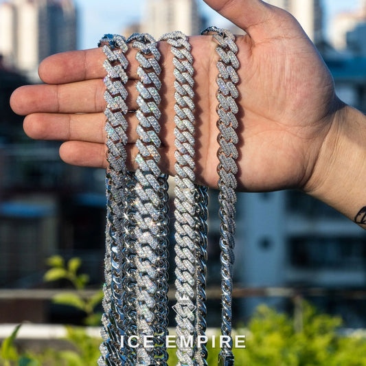 Iced Out Baguette Rose Gold Plated Moissanite Cuban Chain