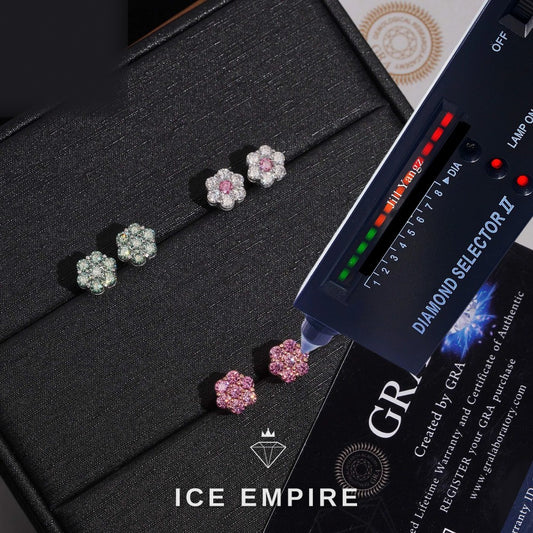 Iced Out Cluster Gold Plated Moissanite Stud Earrings