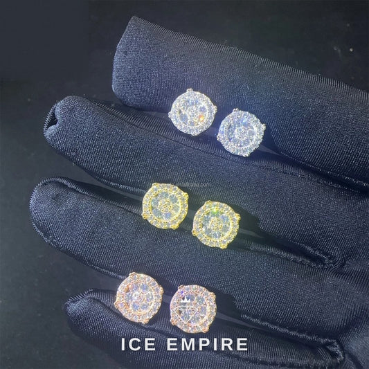 Iced Out 925 Silver Moissanite Stud Earrings
