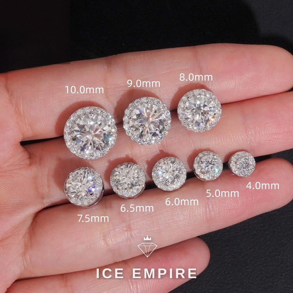 Iced Out 925 Silver Moissanite Stud Earrings