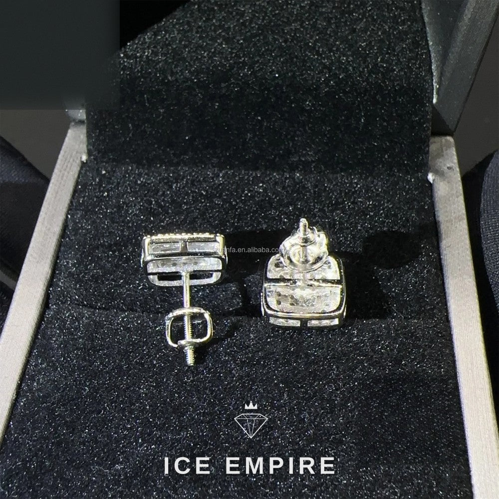 Iced Out 925 Silver Moissanite Stud Earrings